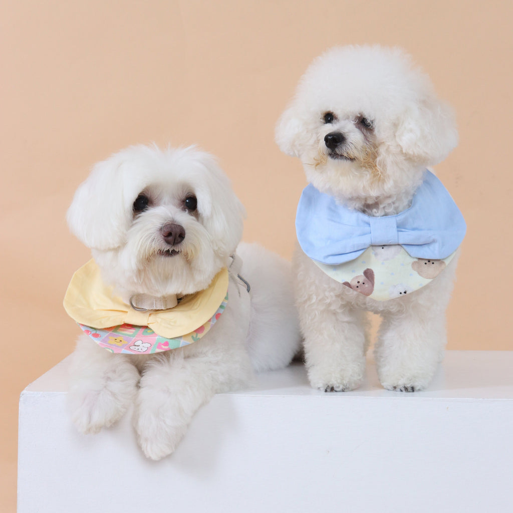 BOWTIE BANDANA BIB in Yellow and Blue - Simple charm for the furbabies